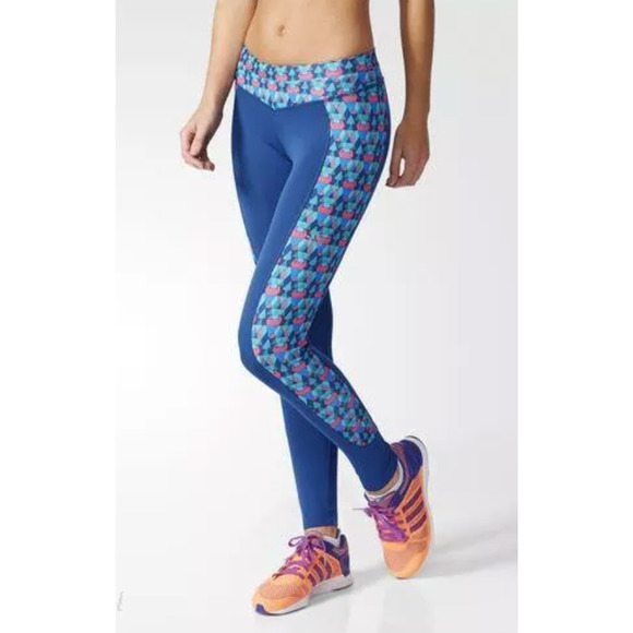 Adidas Run 1/1 Tight Legging Womens S Small Geometric Paneled Stretch Pants - Picture 14 of 15